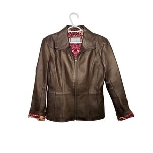 Wilsons Leather Maxima Metallic Bronze Leather Jacket Womens Medium Y2K Grunge